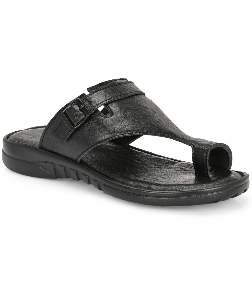     			Leeport Black Men's Leather Slipper