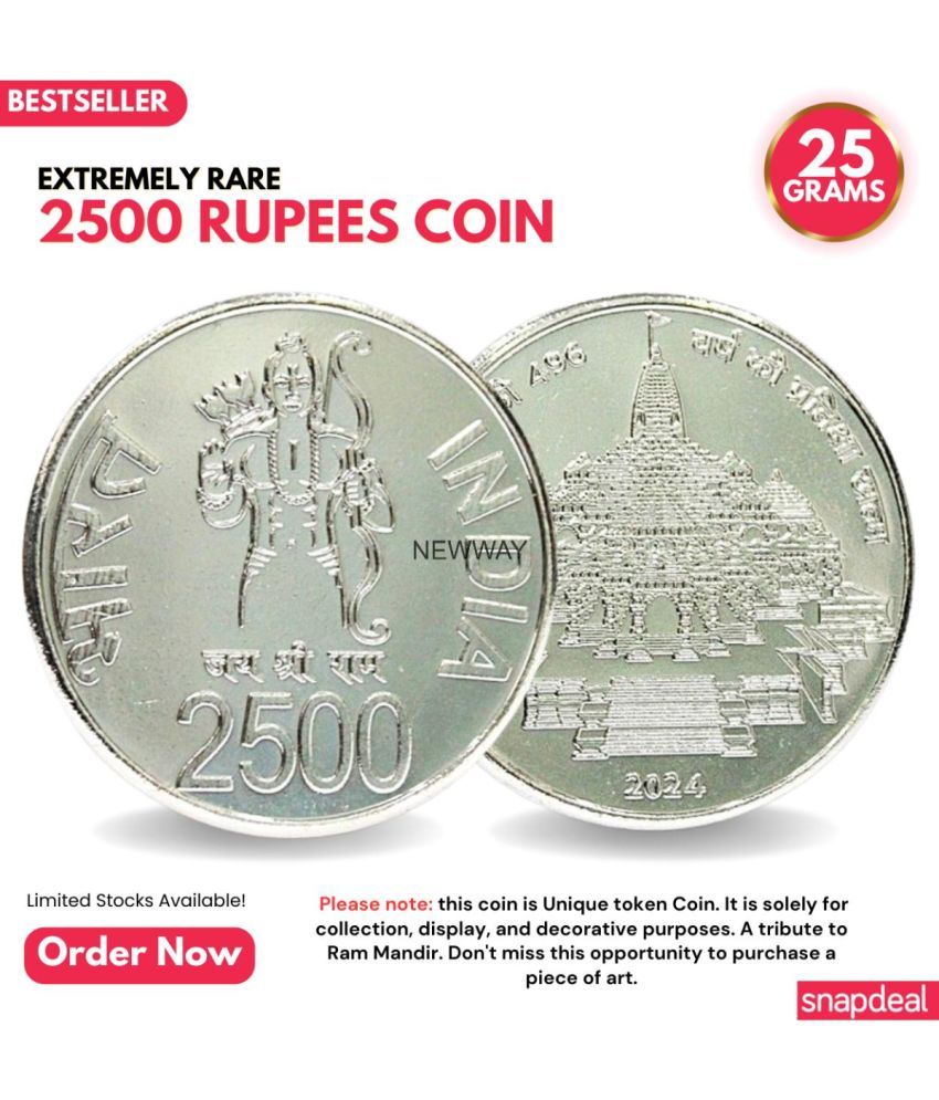     			Most Demanded 2500 Rupees, Ram Mandir Rare Silver-plated Heavy Coin