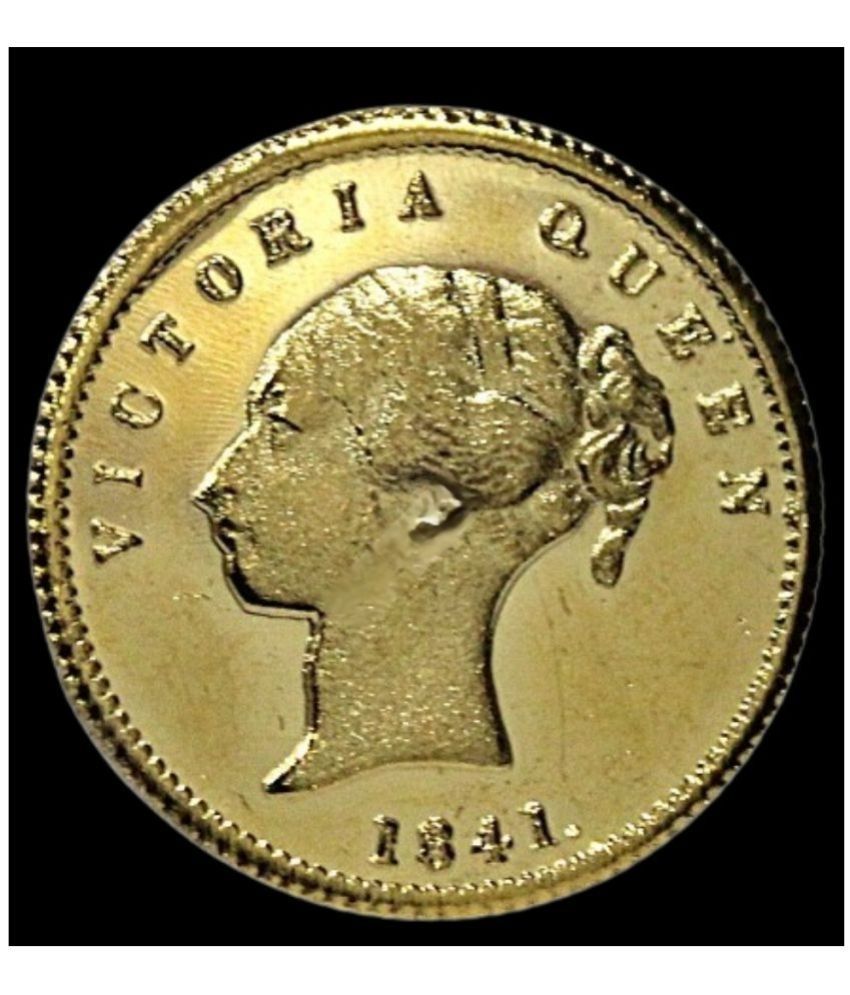     			One Mohur 1841 Queen Victoria Gold Plated 1Pcs Coin