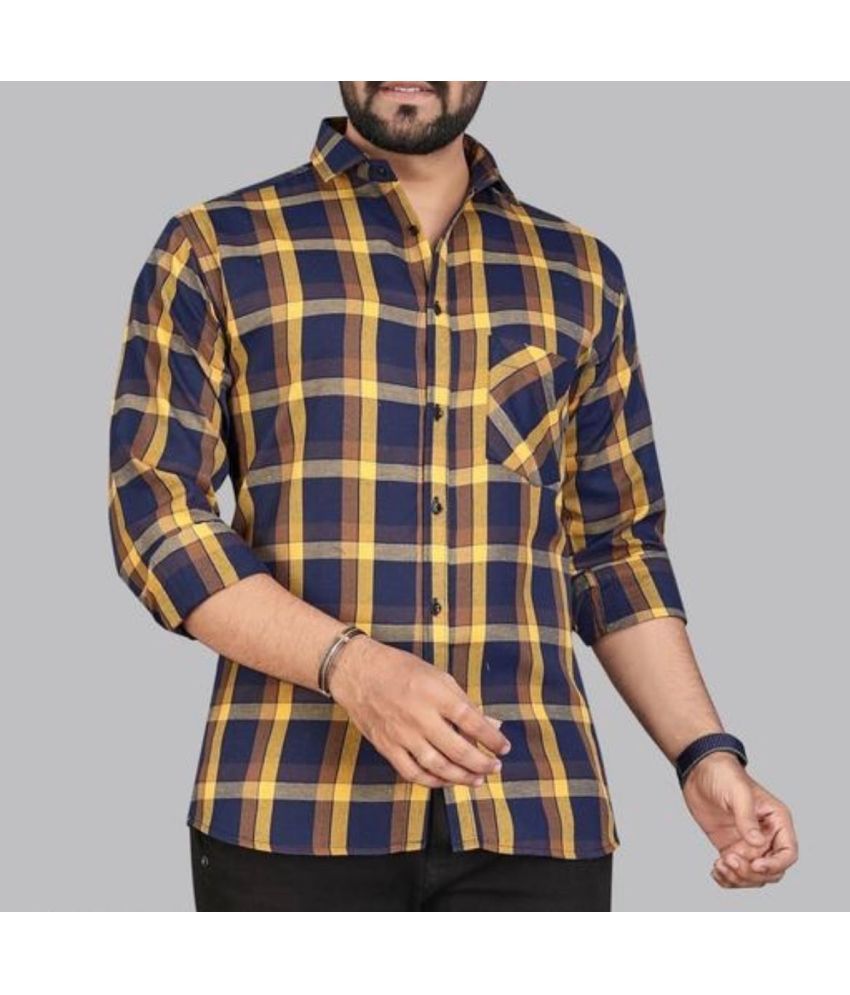     			STITCHCRAFTSTYLE Cotton Blend Regular Fit Checks Full Sleeves Men's Casual Shirt - Yellow ( Pack of 1 )