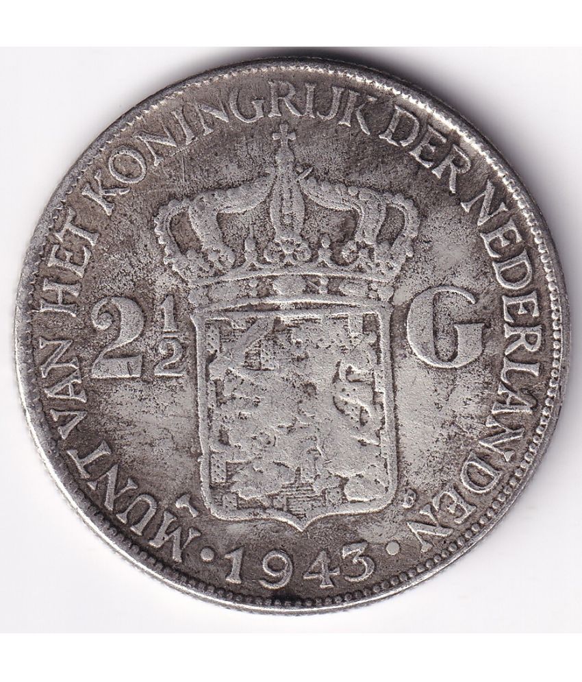     			Wilhelmina 2 1/2 Gulden 1943 Netherland Rare Coin