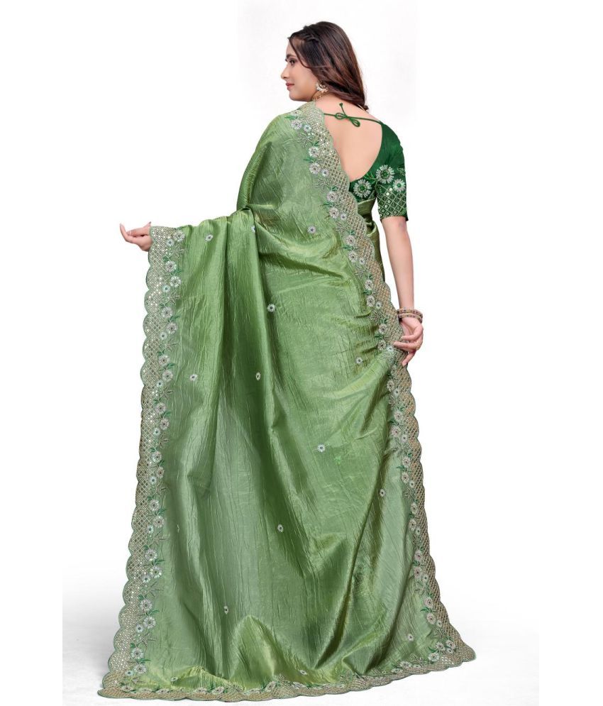     			fvd Pack of 1 Art Silk Embroidered Saree With Blouse Piece ( Green )