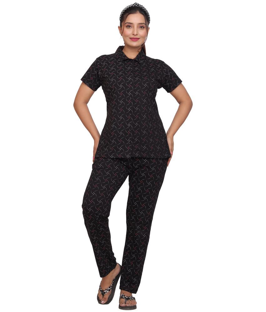     			just love Black Cotton Blend Women's Nightwear Nightsuit Sets ( Pack of 1 )