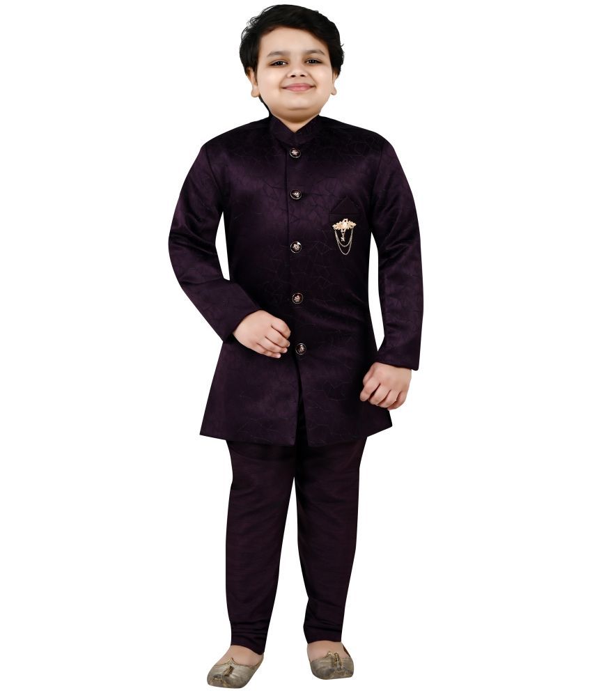     			Arshia Fashions Boys Cotton Blend Geometric - Pattern Sherwani ( Wine , Pack of 1 )