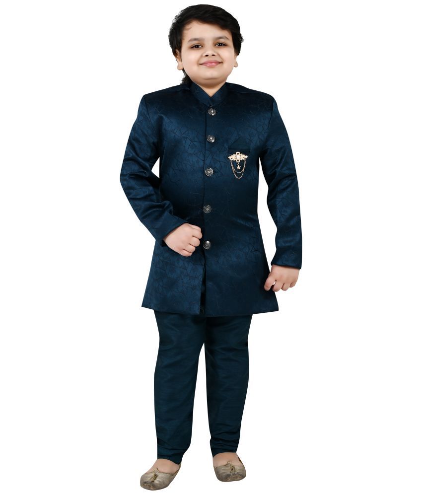     			Arshia Fashions Boys Cotton Blend Geometric - Pattern Sherwani ( Blue , Pack of 1 )