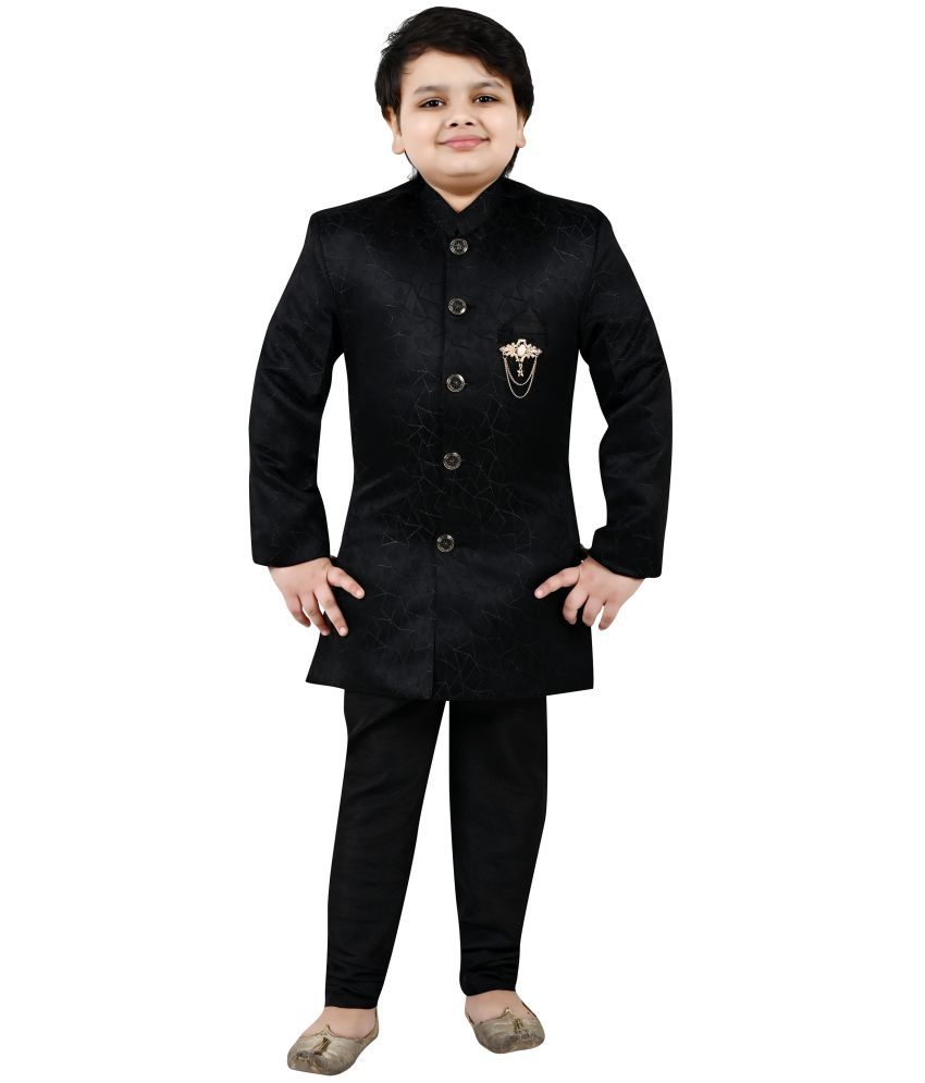     			Arshia Fashions Boys Cotton Blend Geometric - Pattern Sherwani ( Black , Pack of 1 )