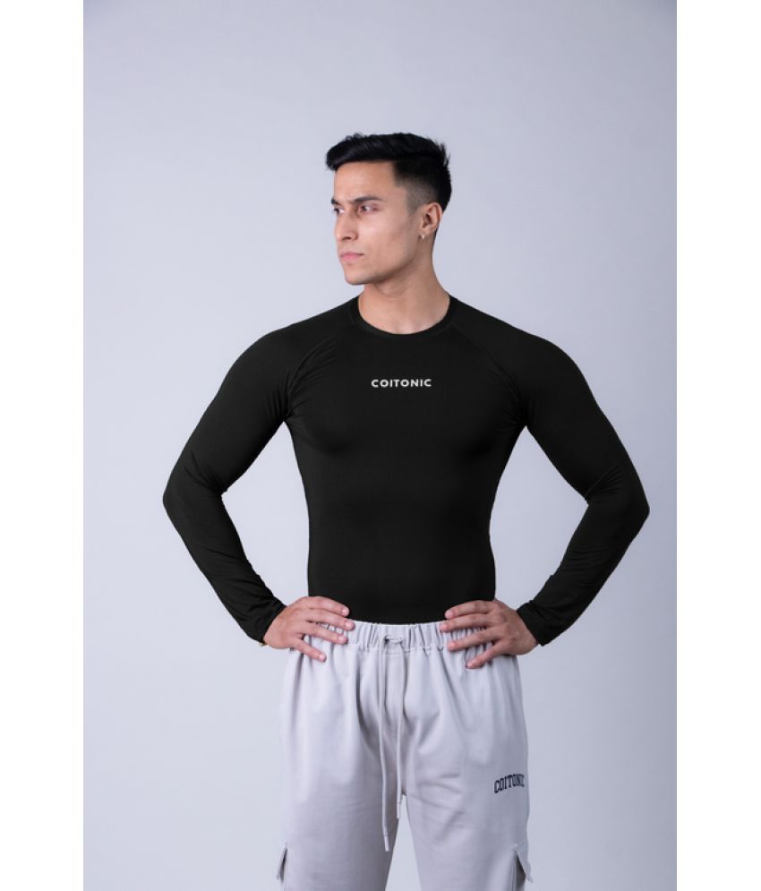     			Coitonic Black Polyester Slim Fit Men's Compression T-Shirt ( Pack of 1 )