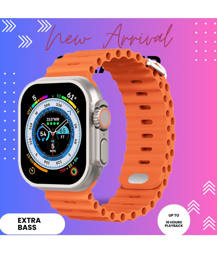     			FD1 AMOLED Sim Calling Smart Watch with Silicone Strap Upto 24 hours Backup ( Orange )