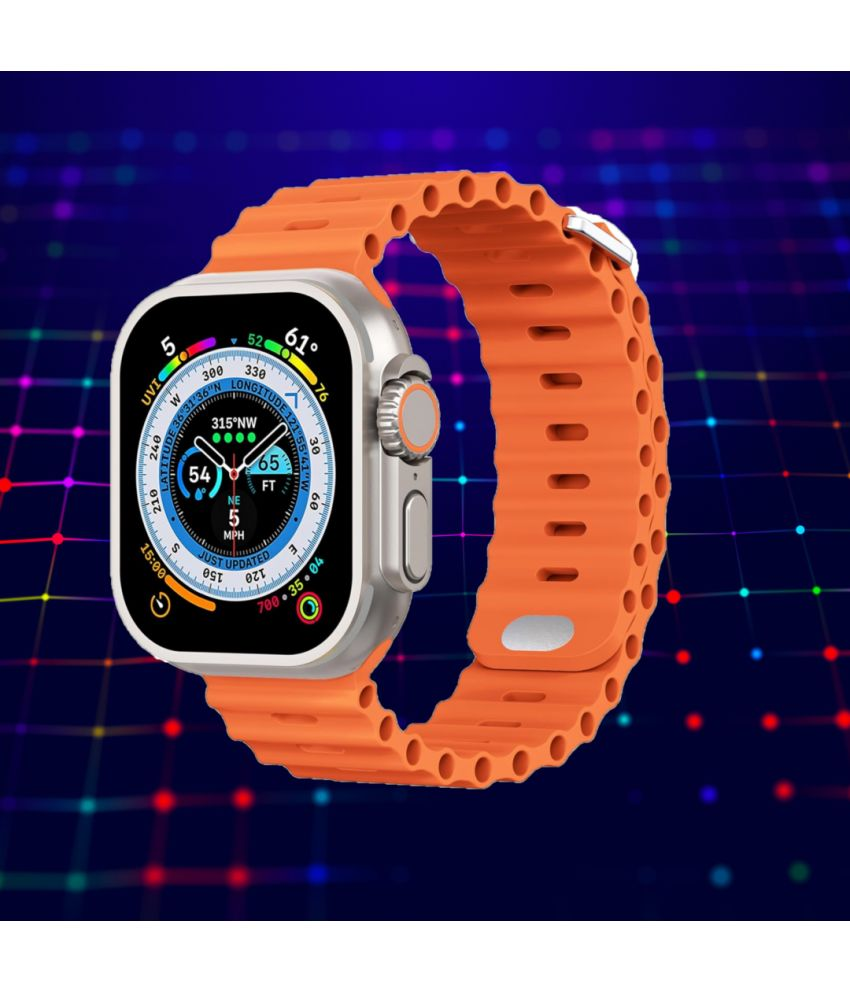     			FD1 AMOLED Sim Calling Smart Watch with Silicone Strap Upto 24 hours Backup ( Orange )