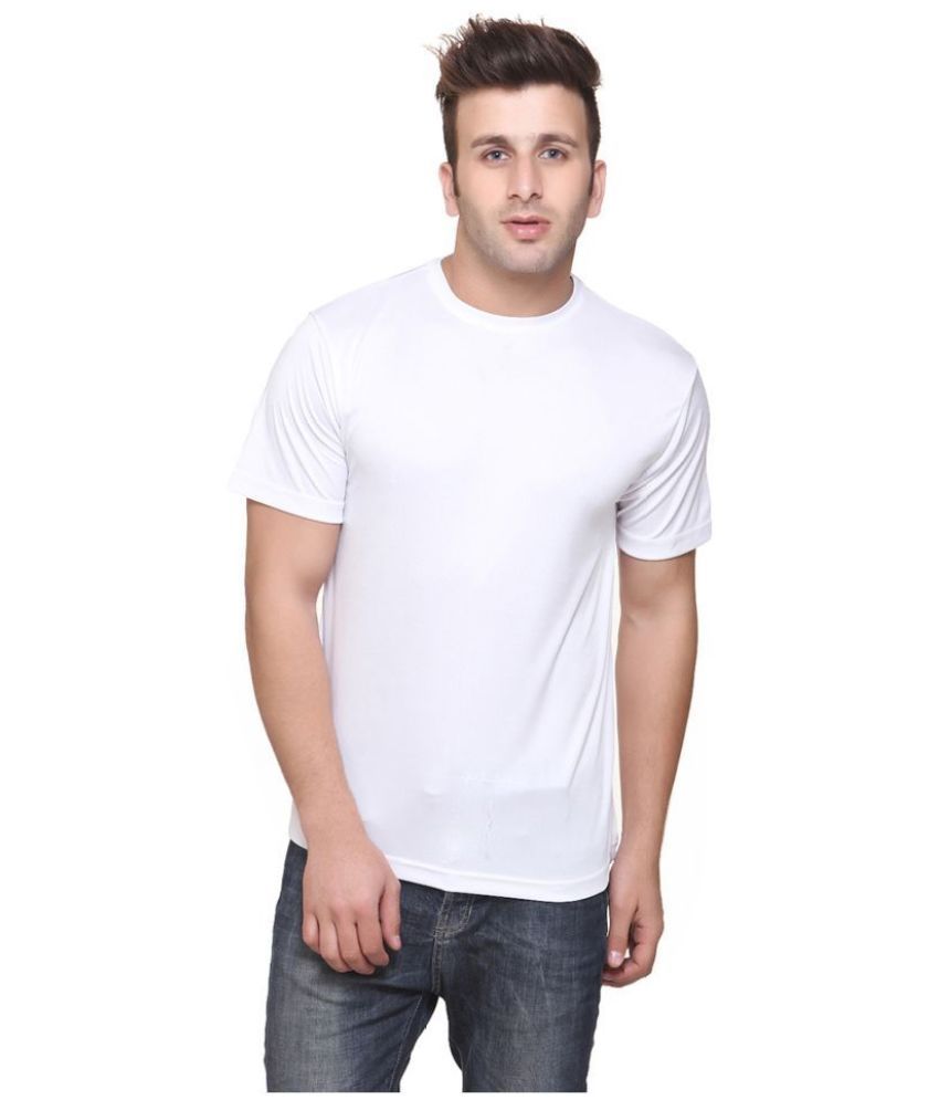     			Funky Guys Polyester Slim Fit Solid Half Sleeves Men's Round T-Shirt - White ( Pack of 1 )