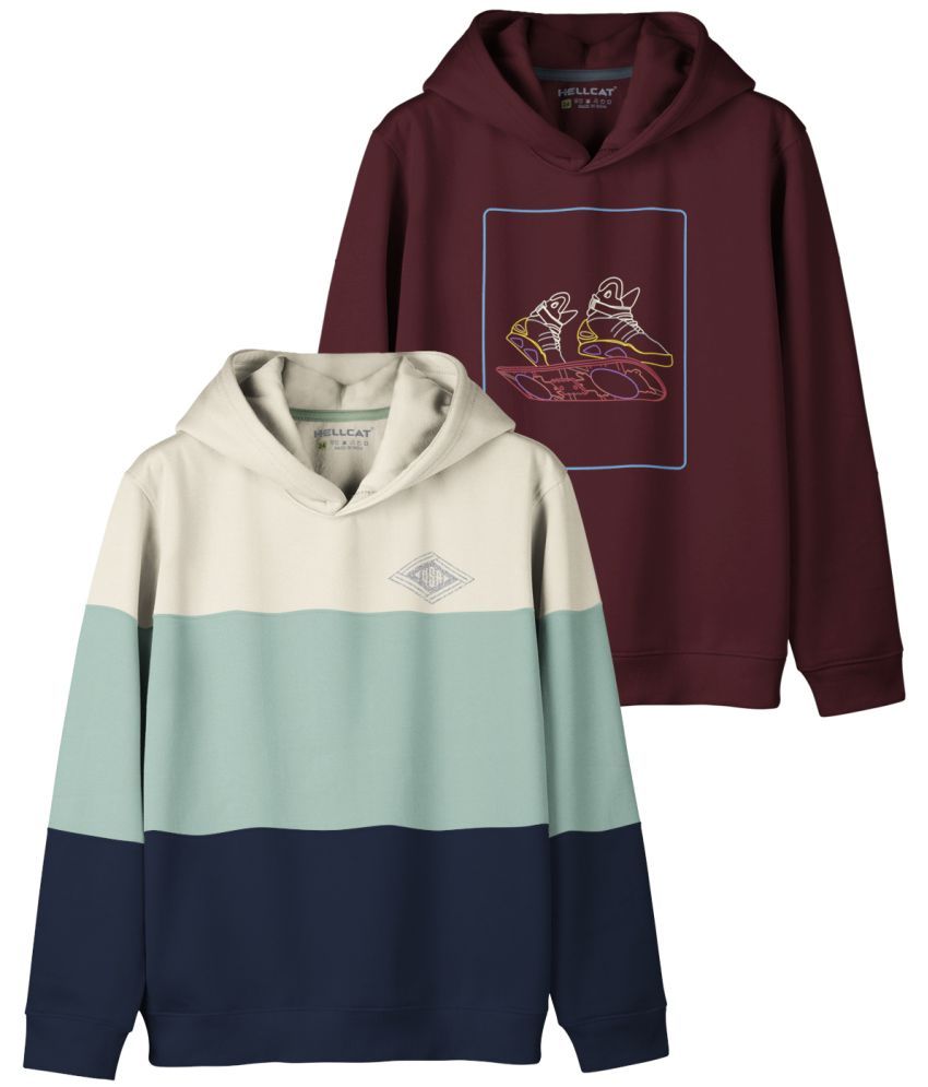     			HELLCAT Pack of 2 Girls Cotton Blend Sweatshirt ( Burgundy )