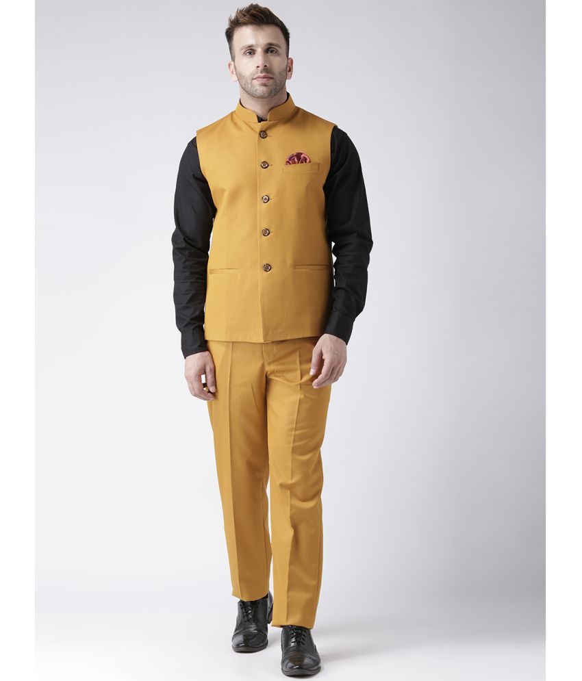     			Hangup Cotton Blend Men's 2 Piece Suit - Mustard ( Pack of 1 )