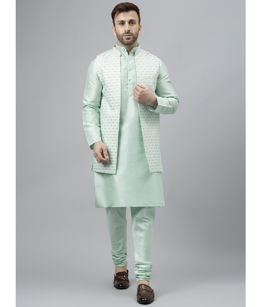     			Hangup Light Green Viscose Regular Fit Men's Kurta Pyjama Set ( Pack of 1 )