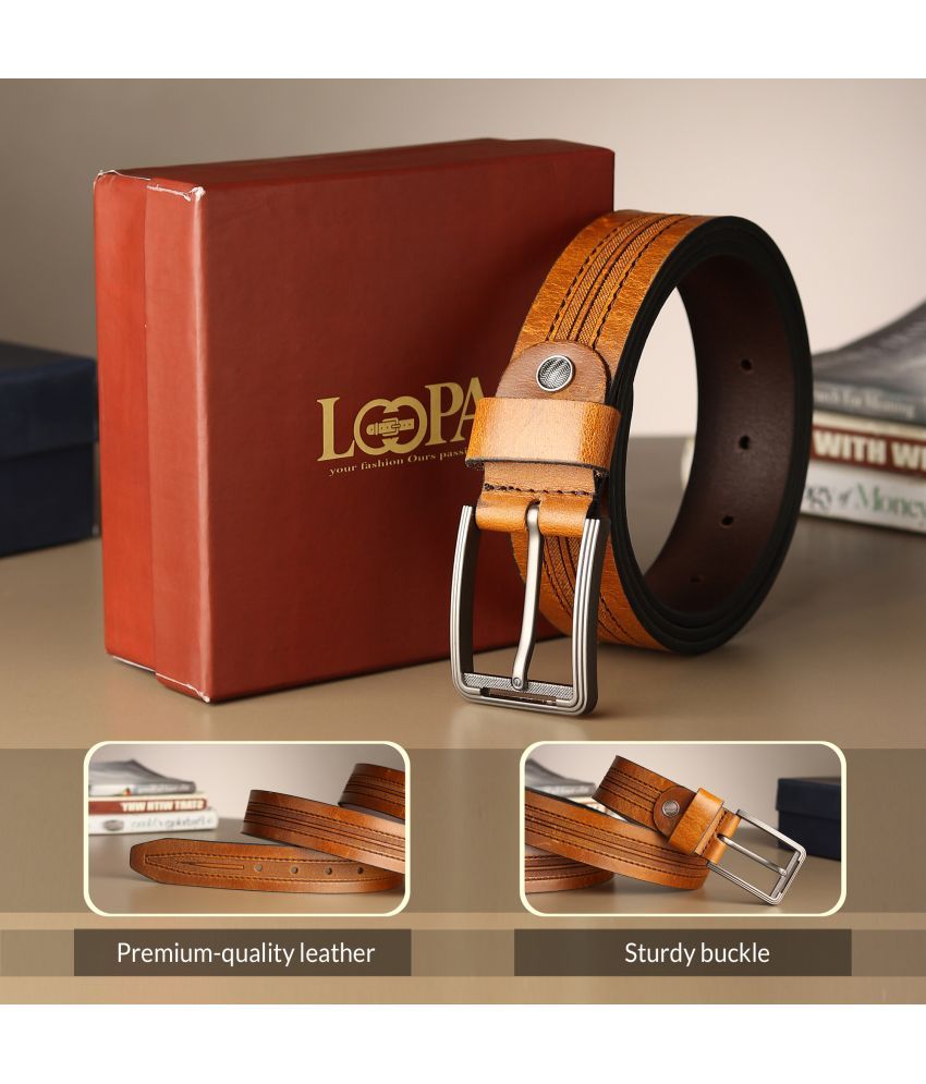     			Loopa - Tan 100% Leather Men's Formal Belt ( Pack of 1 )