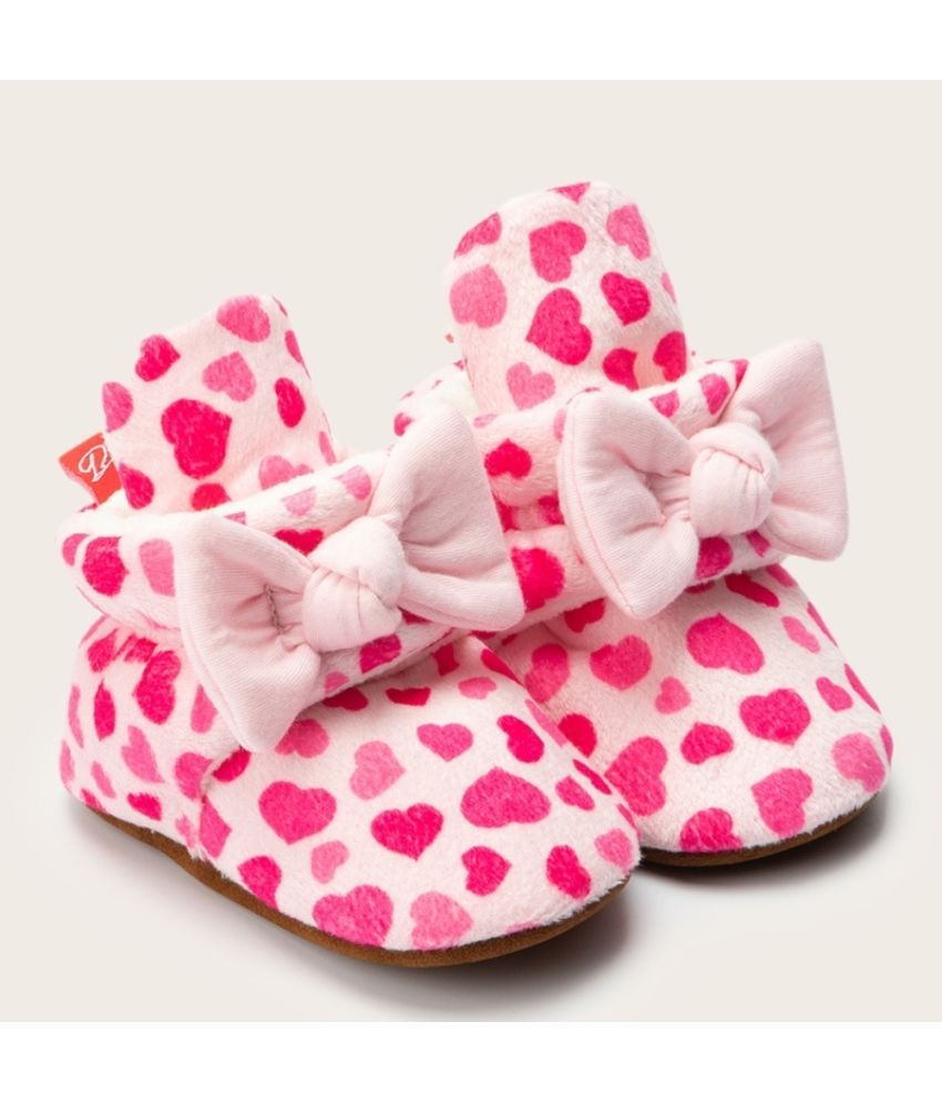     			Neska Moda - Pink Booties For Baby Boy & Baby Girl 6-12 Months ( Pack of 1 )