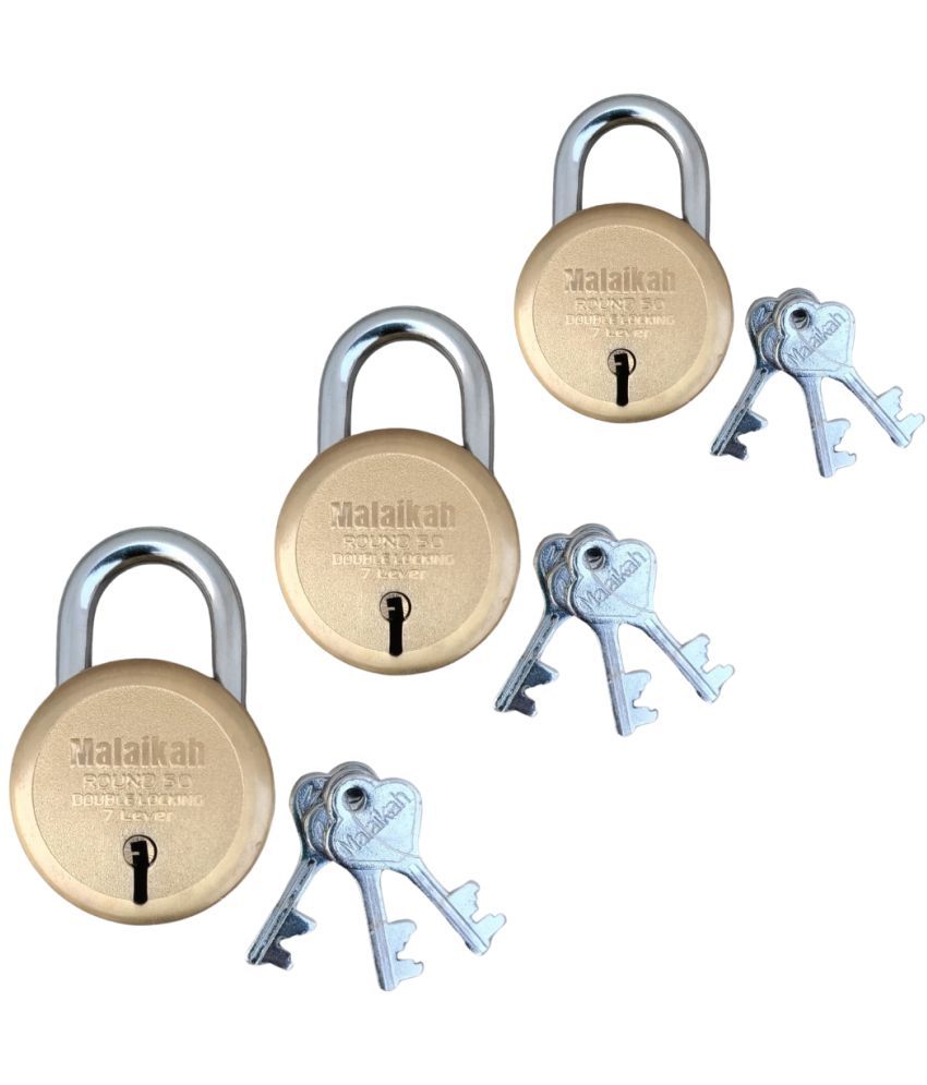     			Round 50mm Double Locking 7 Lever With 3 Keys Round Padlock