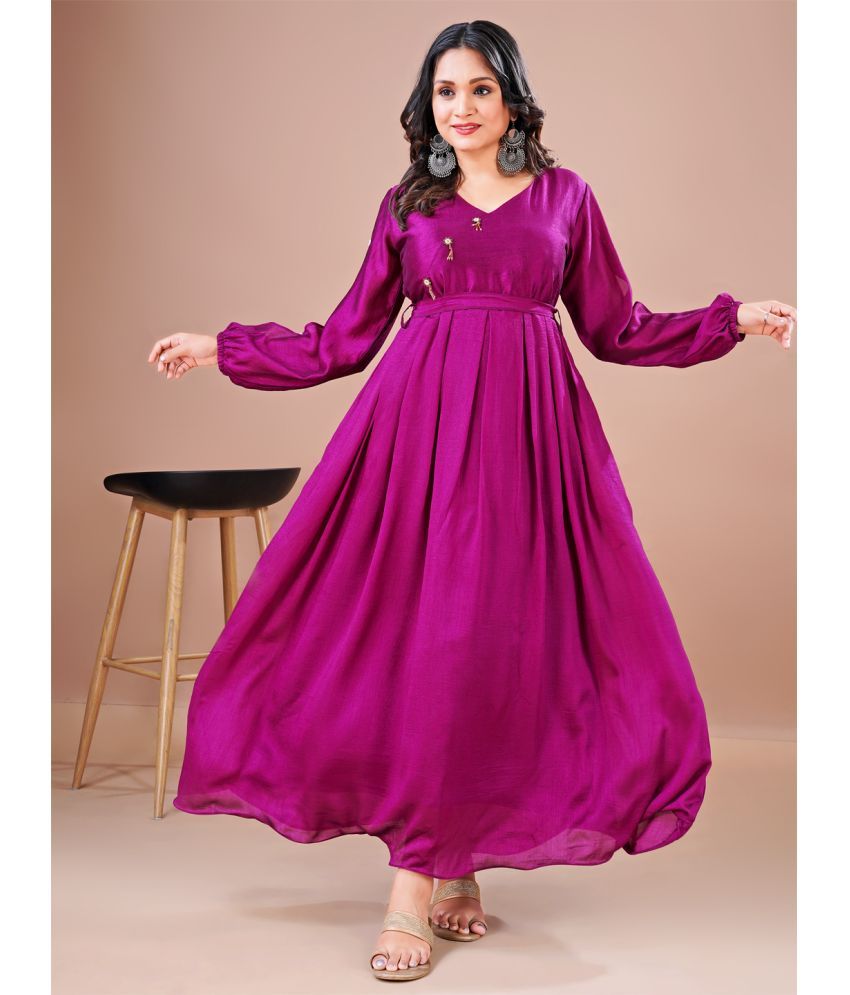     			SHIPYA Silk Solid Full Length Women's Gown - Purple ( Pack of 1 )