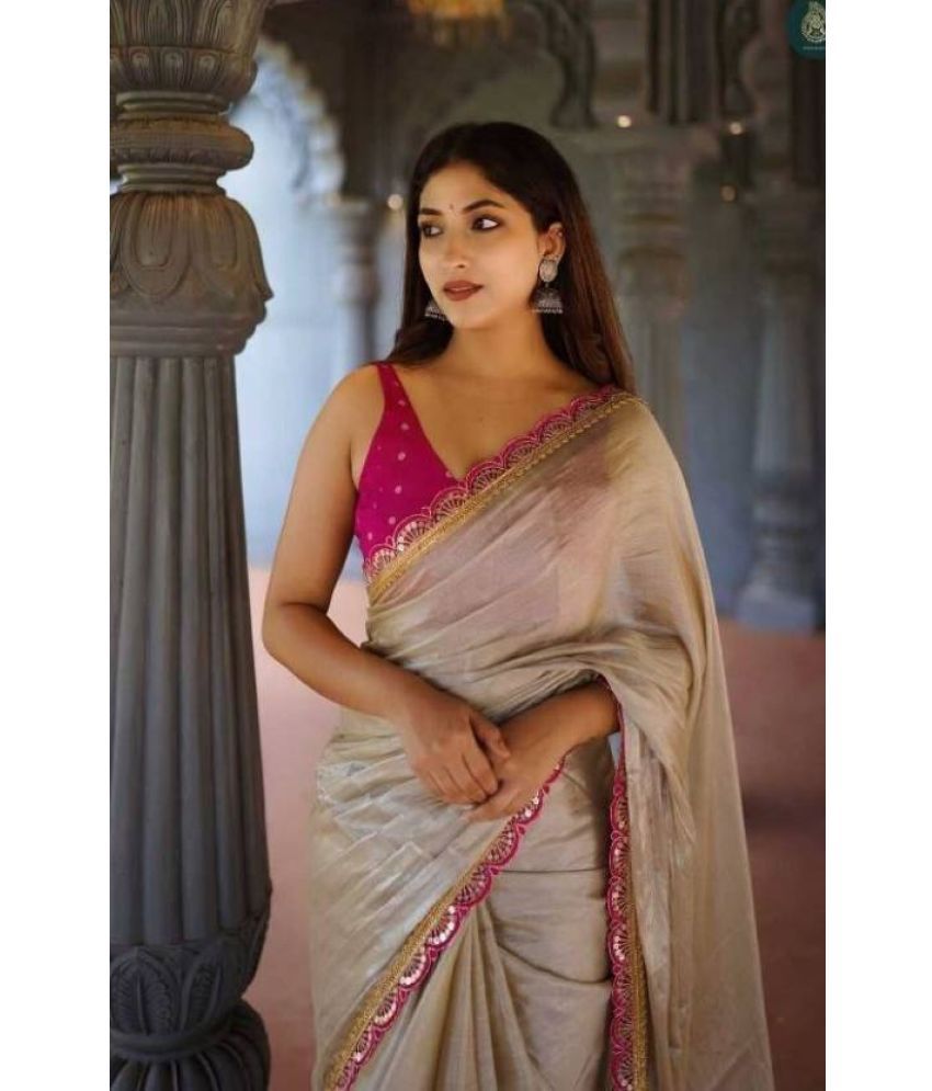     			Sanjana Silks Cotton Silk Embroidered Saree With Blouse Piece ( Beige1 , Pack of 1 )