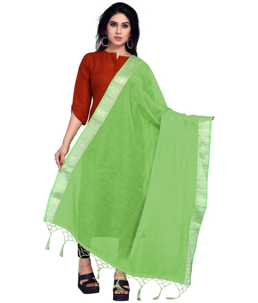     			Sidhidata Green Cotton Blend Women's Dupatta - ( Pack of 1 )