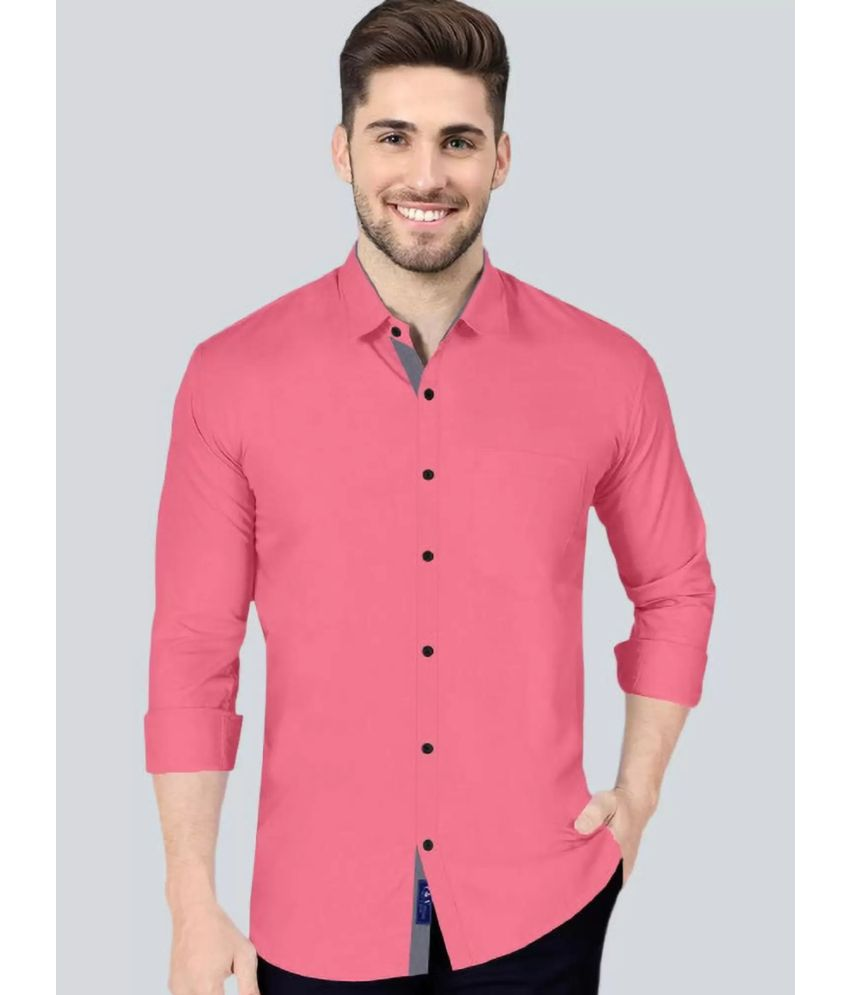     			VERTUSY Cotton Blend Regular Fit Solids Full Sleeves Men's Casual Shirt - Pink ( Pack of 1 )