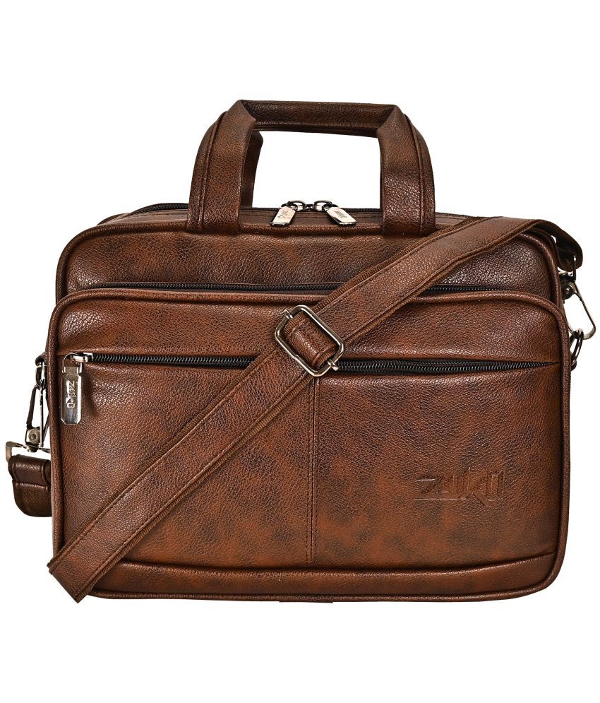     			ZAIKO BAGS Brown Textured Messenger Bag