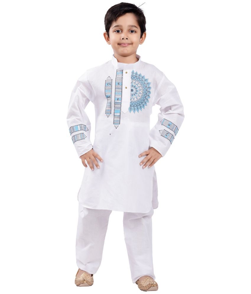     			s muktar garments Baby Boys Cotton Ethnic - Pattern Kurta Pyjama Set ( White , Pack of 1 )