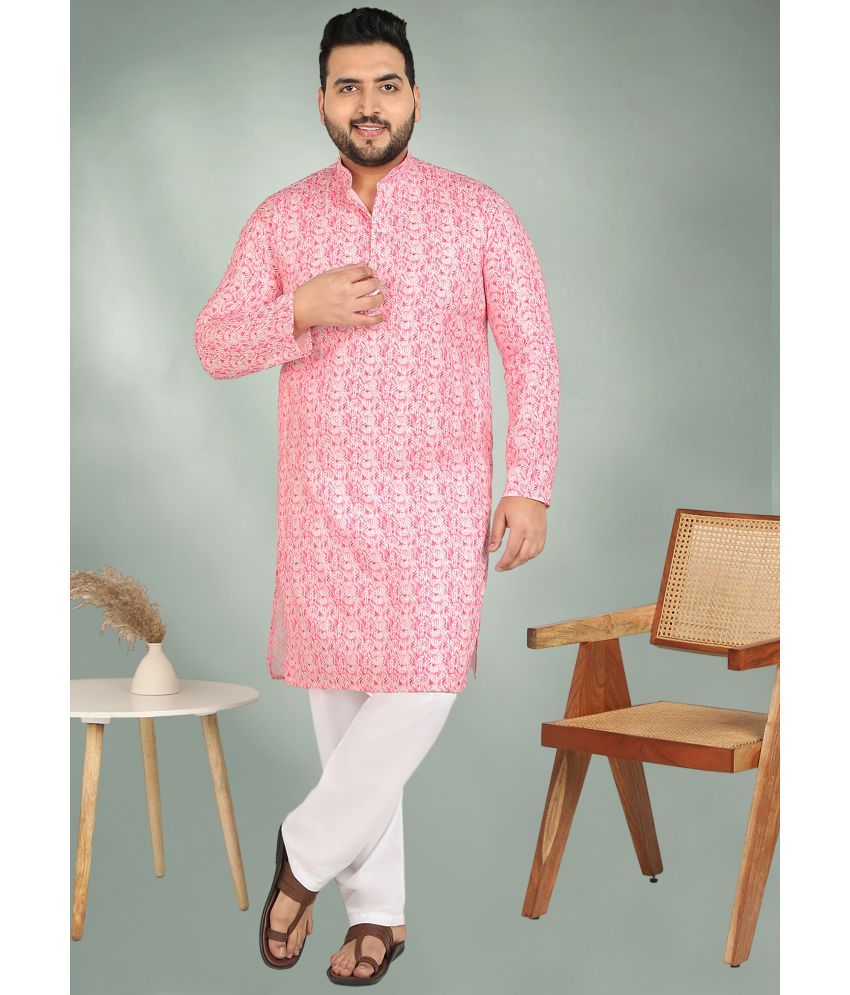     			ADWYN PETER Pink Cotton Men's Regular Kurta ( Pack of 1 )