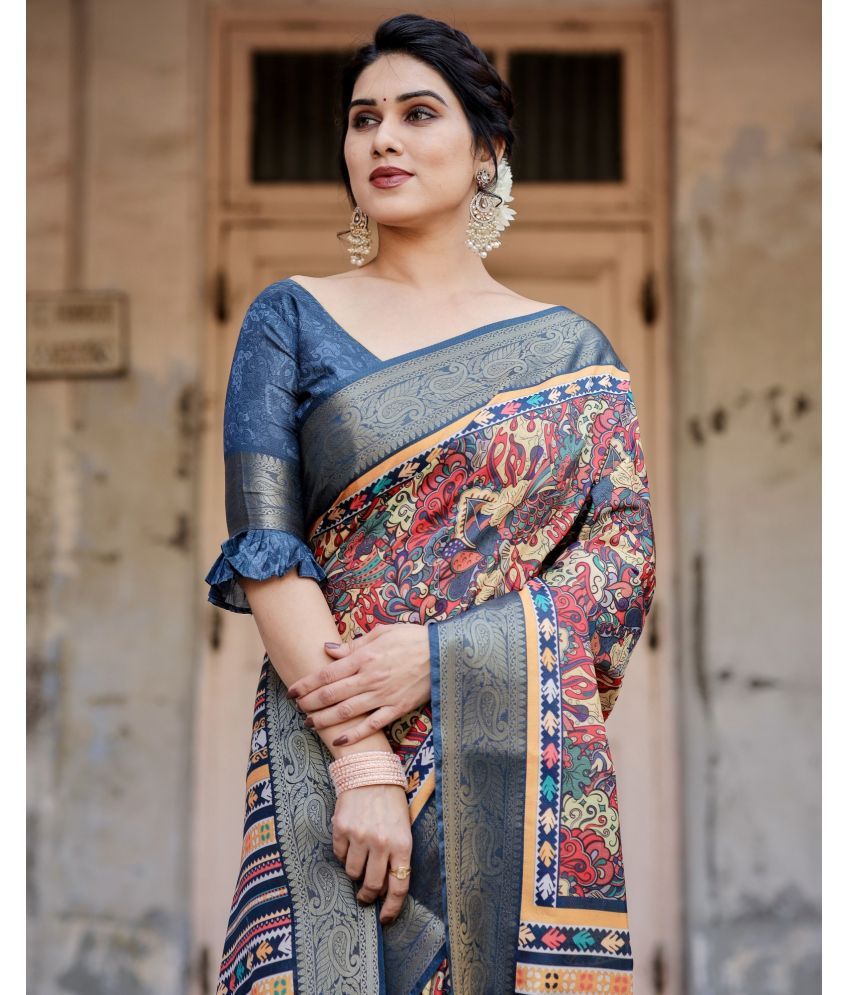     			Almaari Fashion Cotton Silk Printed Saree With Blouse Piece ( Multicolor , Pack of 1 )