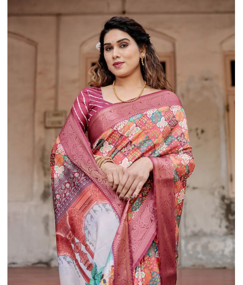     			Almaari Fashion Cotton Silk Printed Saree With Blouse Piece ( Multicolor , Pack of 1 )