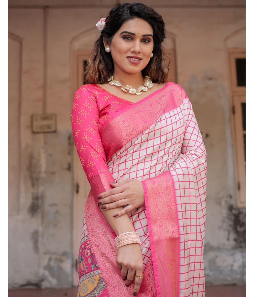     			Almaari Fashion Cotton Silk Printed Saree With Blouse Piece ( Pink , Pack of 1 )