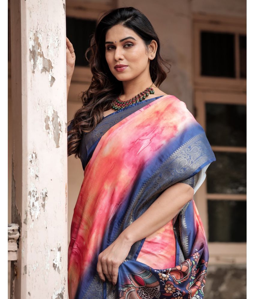     			Almaari Fashion Cotton Silk Printed Saree With Blouse Piece ( Pink , Pack of 1 )