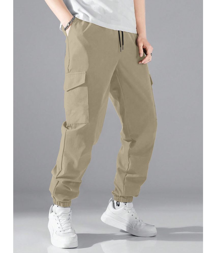     			Aahwan Regular Flat Men's Joggers - Khaki ( Pack of 1 )