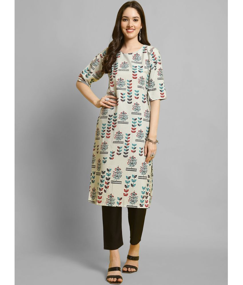     			Ethnicbasket Pack of 1 Crepe Printed Straight Women's Kurti - ( Grey )