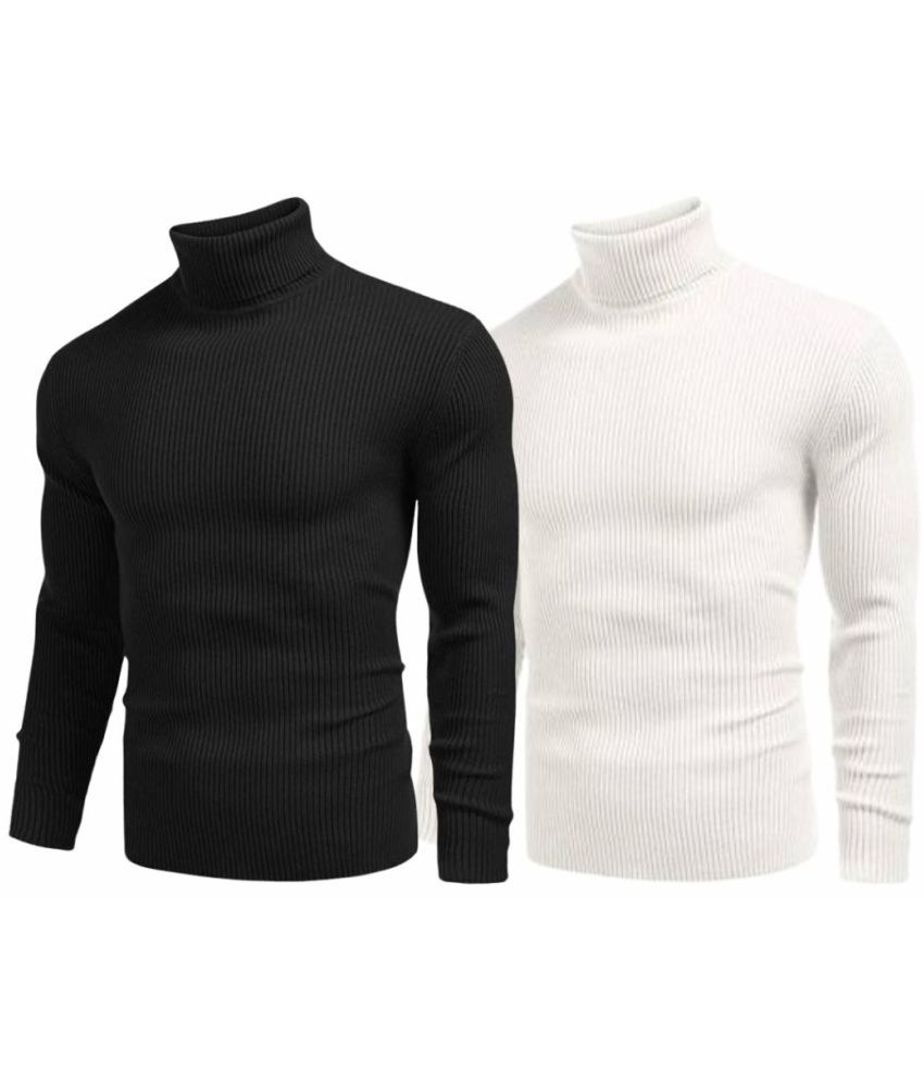     			FEVERFEW Woollen Blend High Neck Men's Full Sleeves Pullover Sweater - Multicolor ( Pack of 2 )