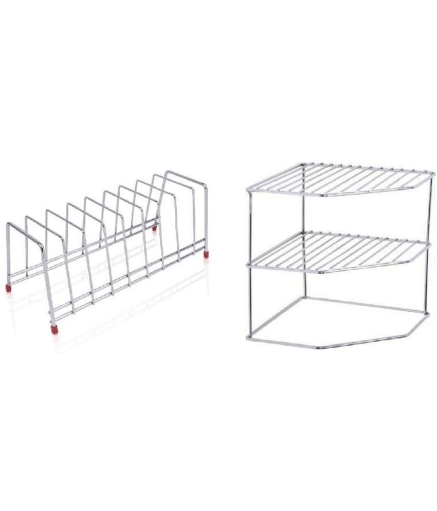     			Green Tales Silver Stainless Steel Dish Racks ( Pack of 2 )