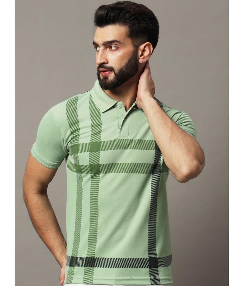     			Hushbucks Pack of 1 Cotton Blend Regular Fit Checks Half Sleeves Men's Polo T Shirt ( Sea Green )