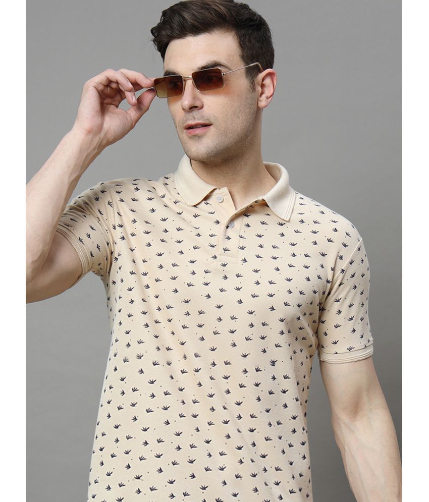     			Hushbucks Pack of 1 Cotton Blend Regular Fit Printed Half Sleeves Men's Polo T Shirt ( Beige )