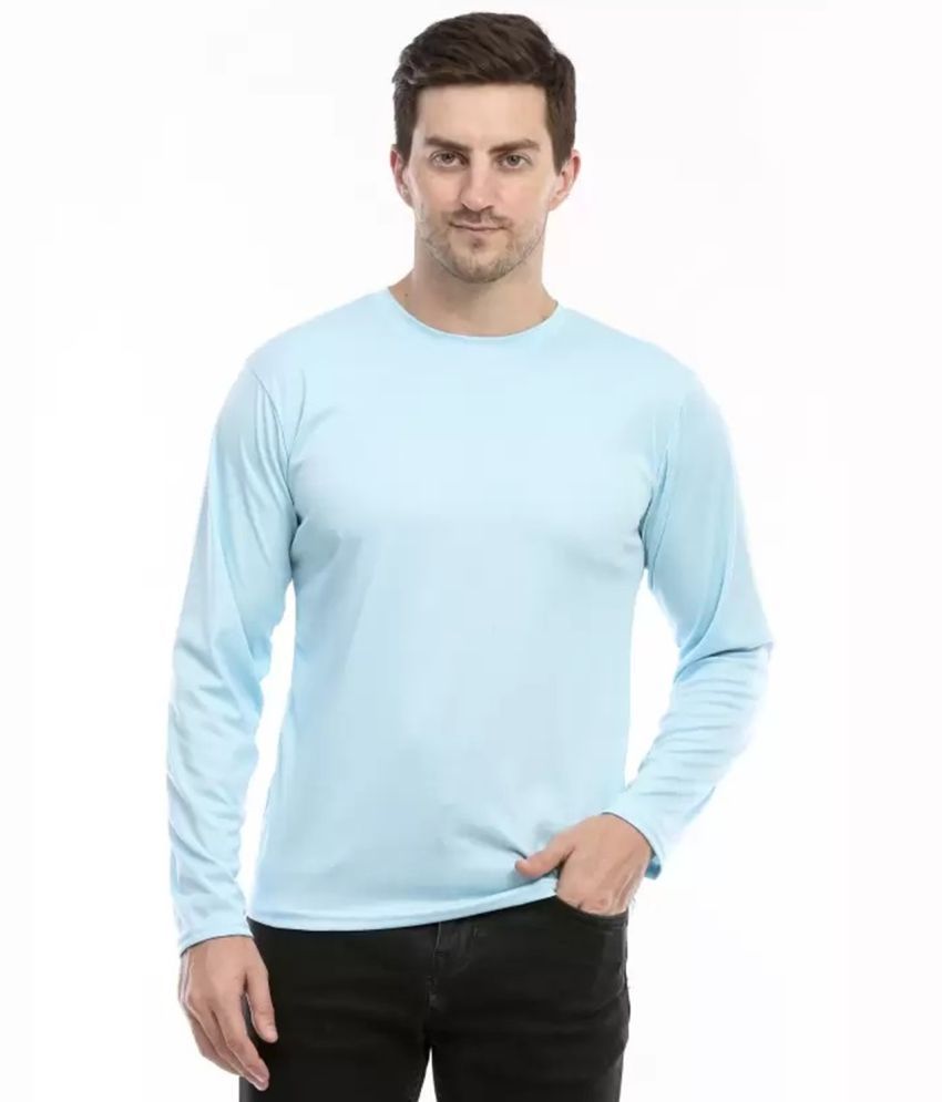     			IRHA Polyester Slim Fit Solid Full Sleeves Men's Round T-Shirt - Sky Blue ( Pack of 1 )