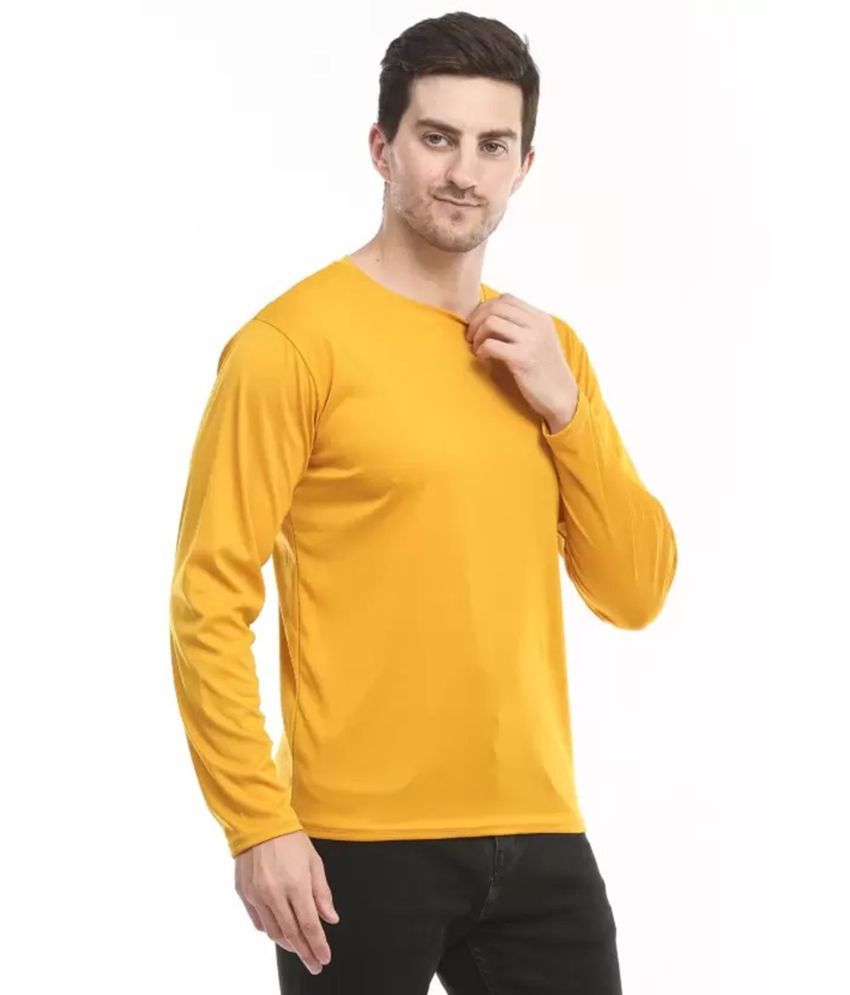     			IRHA Polyester Slim Fit Solid Full Sleeves Men's Round T-Shirt - Mustard ( Pack of 1 )