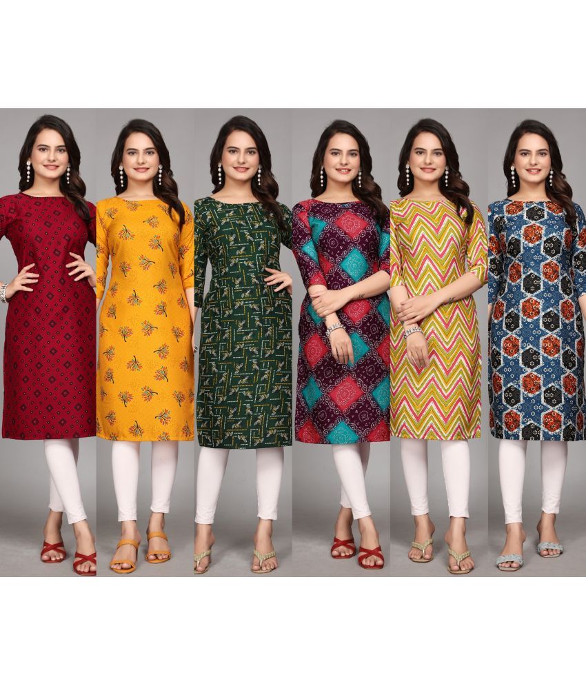     			KALAVRITTA Pack of 6 Crepe Printed Straight Women's Kurti - ( Multicolor5 )