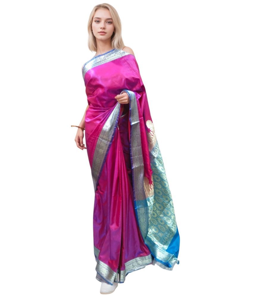     			KALRA MAGIC Banarasi Silk Woven Saree With Blouse Piece ( Magenta , Pack of 1 )