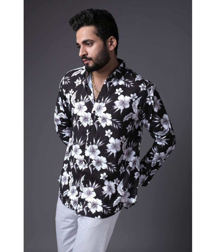     			LENRIZA Elastane Regular Fit Printed Full Sleeves Men's Casual Shirt - Black ( Pack of 1 )