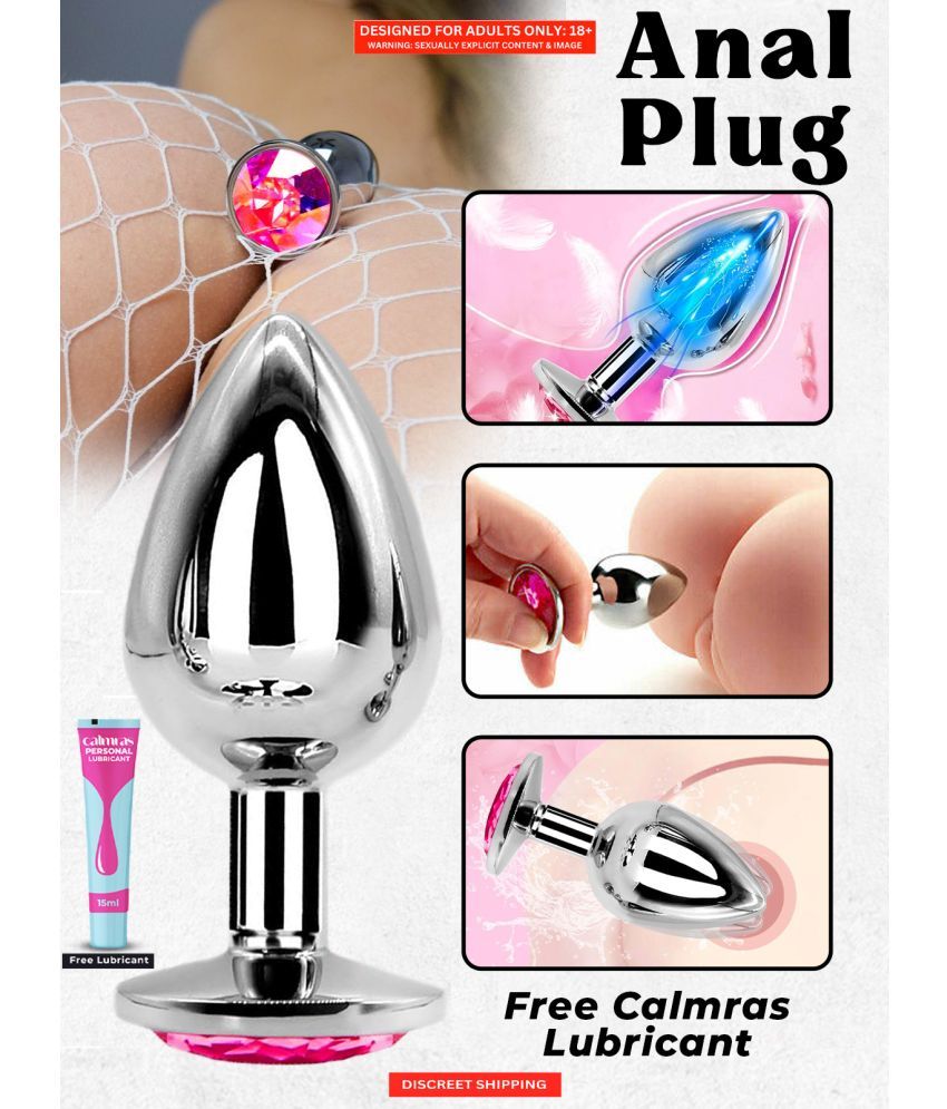     			Skin Safe Silver Diamond Anal Plug | All Day Use Anal Toy | Anal Sex Toys For Men And Women By Naughty Nights + Free Kaamraj Lubricant