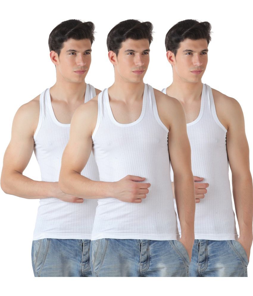     			TT Pack of 3 Cotton Basic Vest For Men ( White )