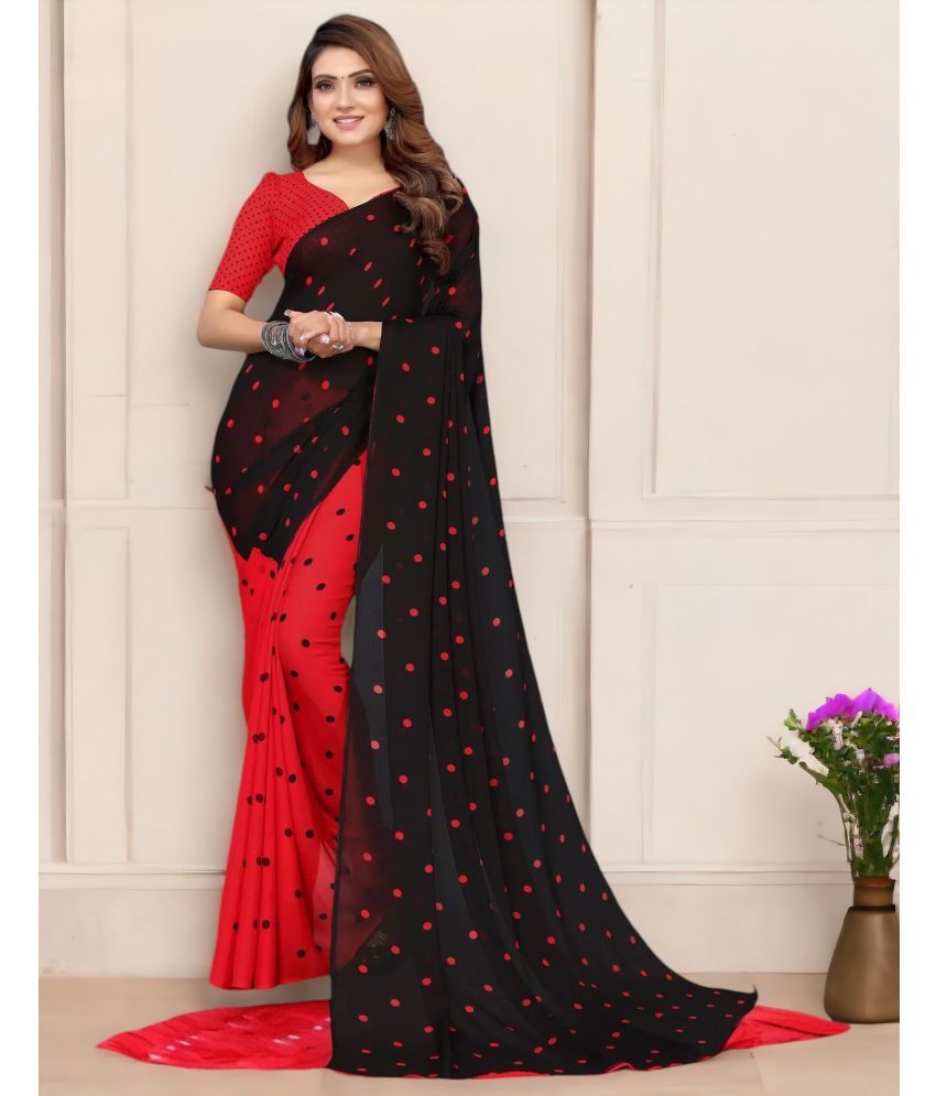     			TTH Georgette Embroidered Saree With Blouse Piece ( Red , Pack of 1 )