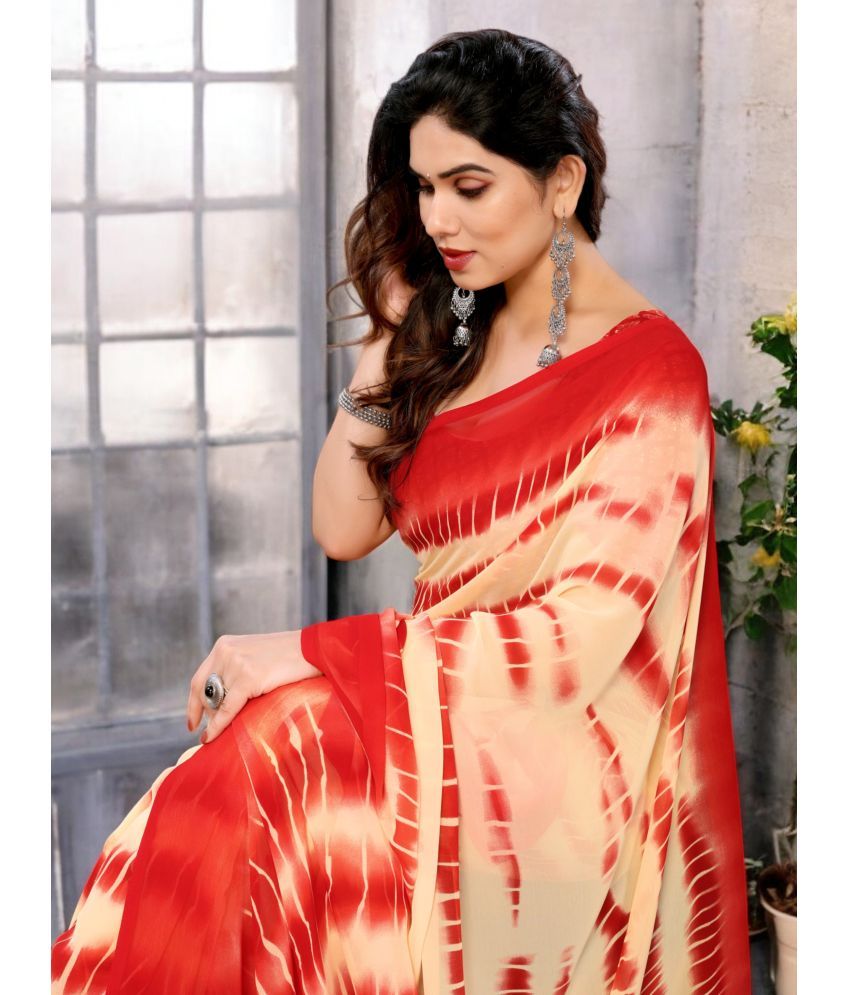     			TTH Georgette Printed Saree With Blouse Piece ( Red , Pack of 1 )