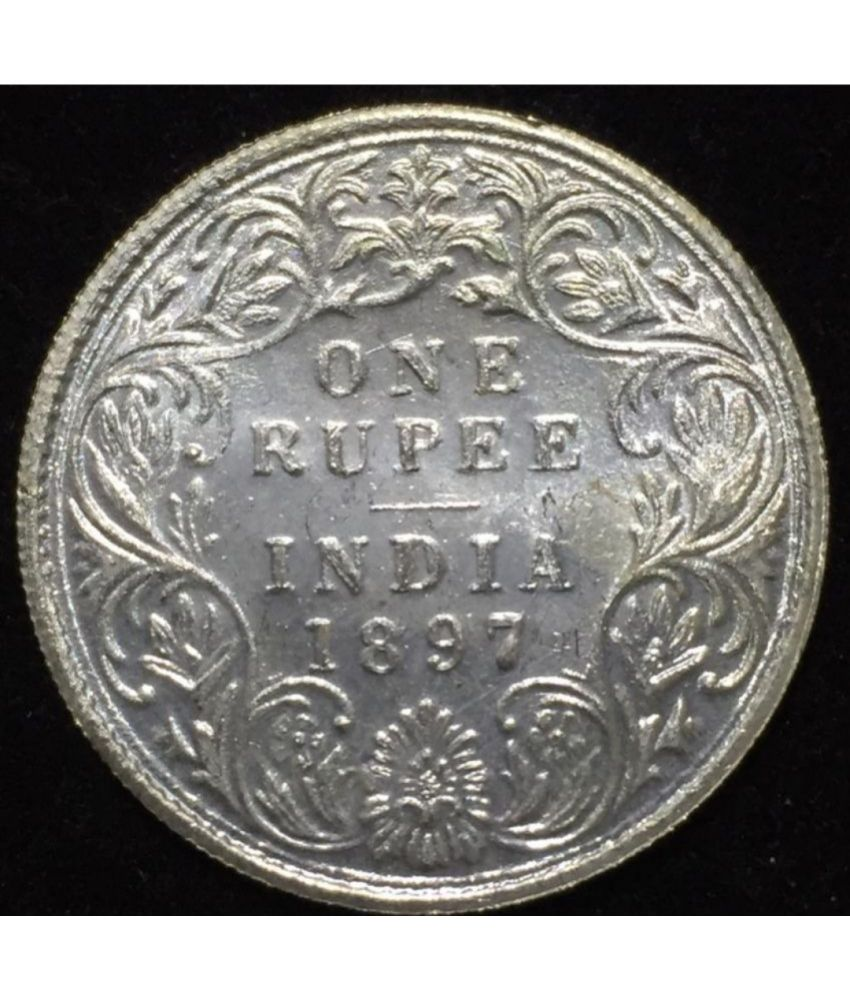     			1897 Queen One Rupees Rare coin British India