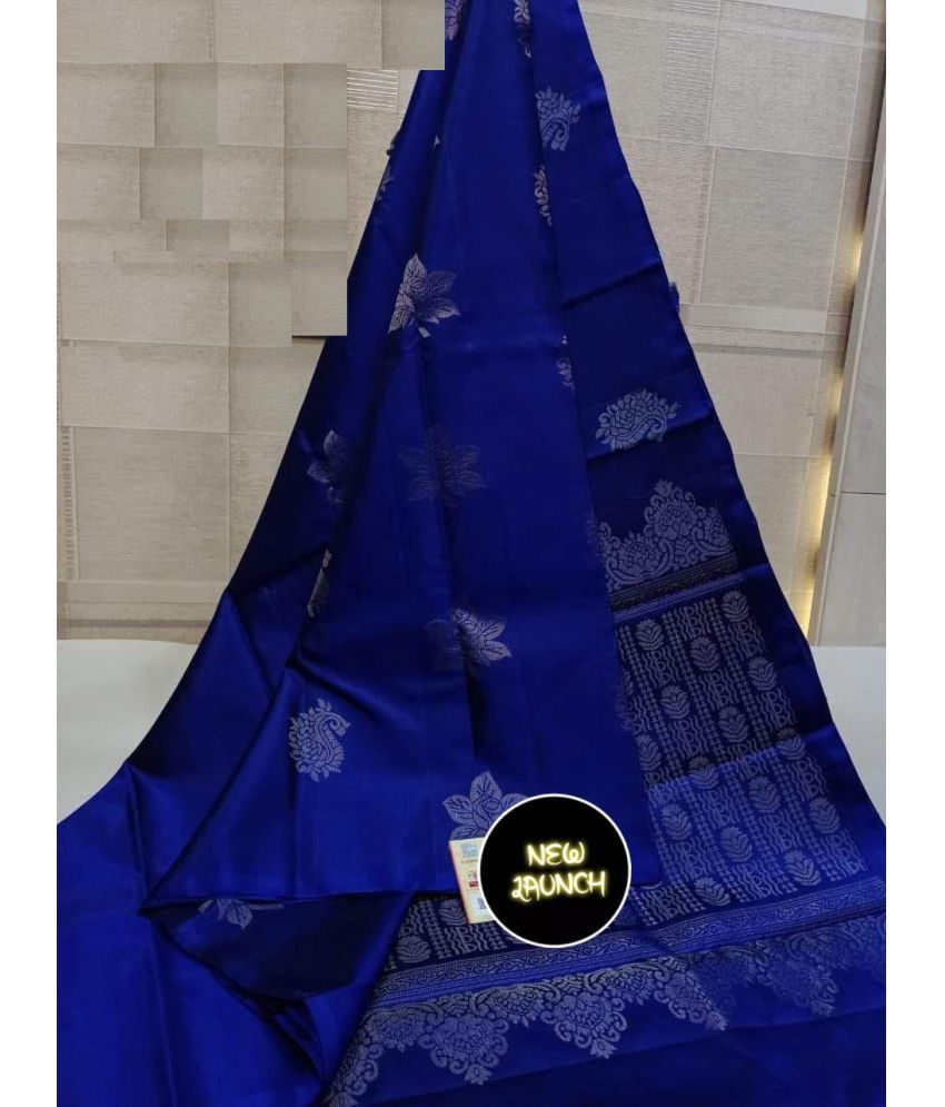     			A TO Z CART Silk Blend Embellished Saree With Blouse Piece ( Blue , Pack of 1 )