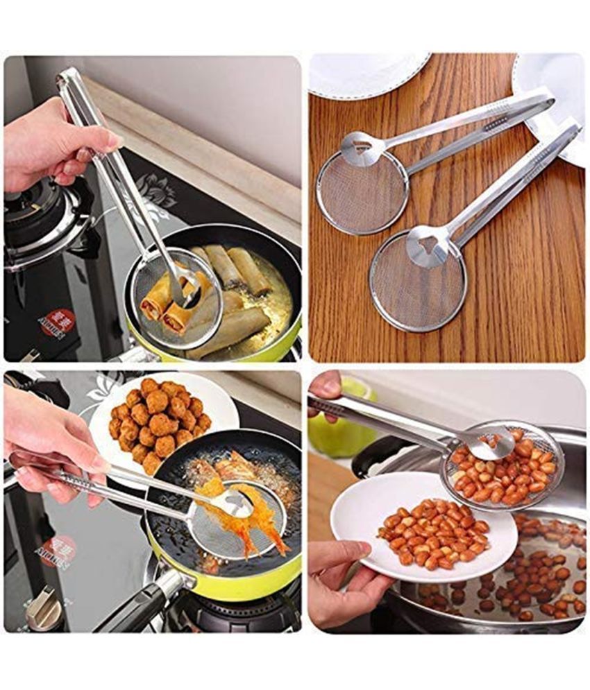     			ATIPRIYA Silver Stainless Steel 2 in 1 Deep Fry Tool Filter Spoon Strainer ( Set of 1 )