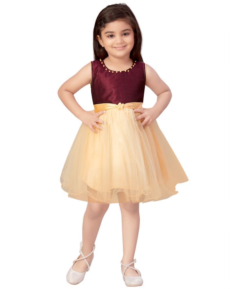     			Aarika Net Frock For Girls ( Pack of 1 , Wine )